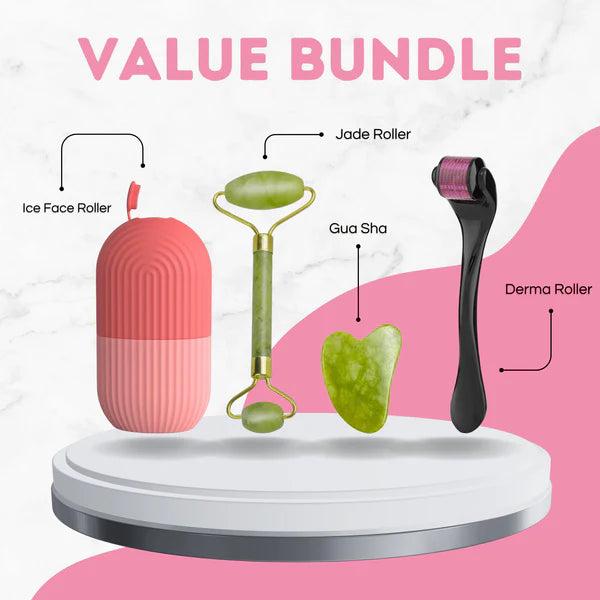 Combo Pack Marble Jade Roller With Stone Marble | Ice Roller Facial Massage | Derma Roller