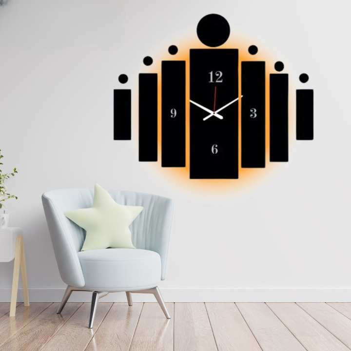 3D Tile Wooden Wall Clock | Wall Art & Home Decoration