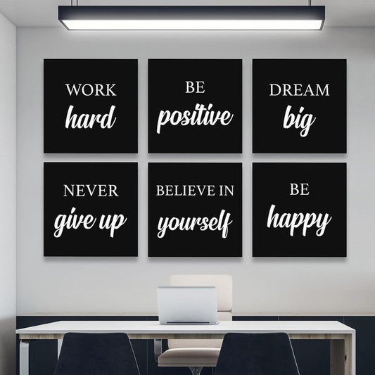 Set Of 6 Motivational Wooden Canvas Frames For Wall Decore