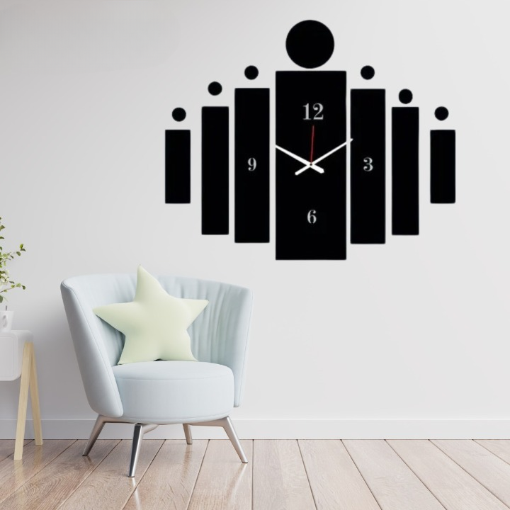 3D Tile Wooden Wall Clock | Wall Art & Home Decoration