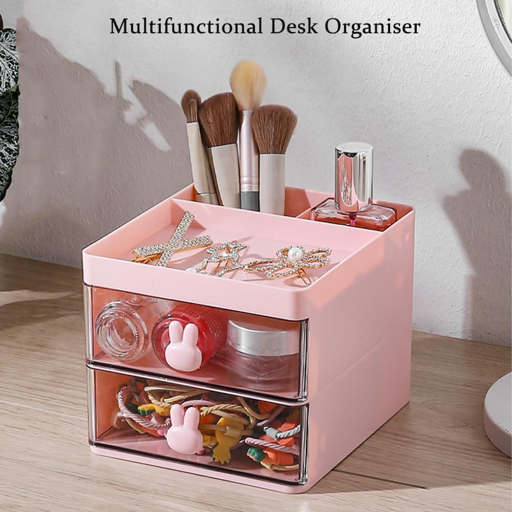 Rabbit Handle Clear Desk Organizer- Perfect For Pen ,makeup And Jewellery