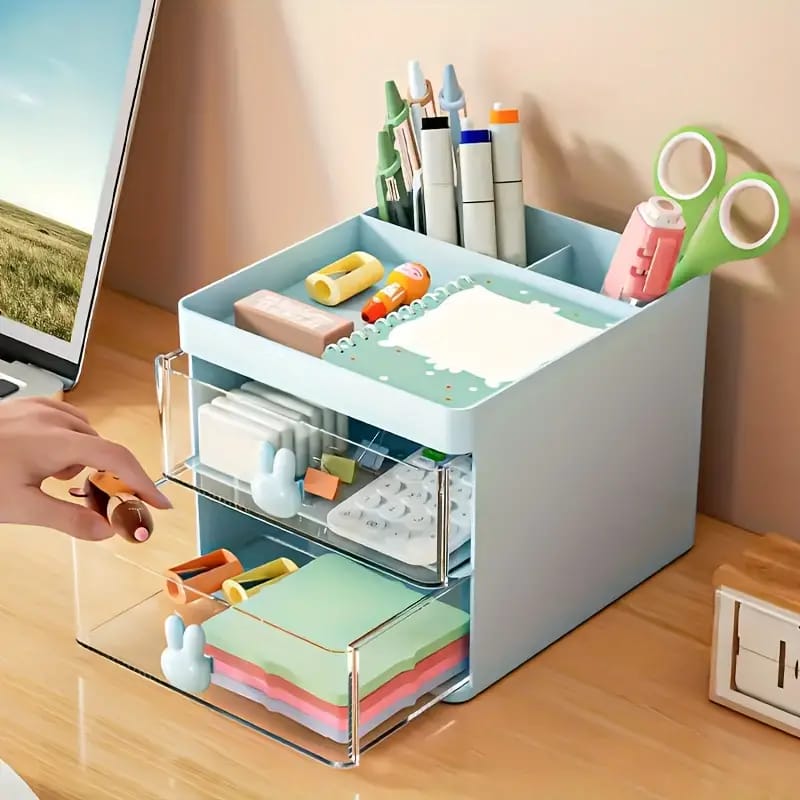 Rabbit Handle Clear Desk Organizer- Perfect For Pen ,makeup And Jewellery