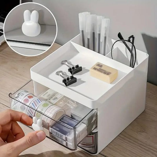 Rabbit Handle Clear Desk Organizer- Perfect For Pen ,makeup And Jewellery
