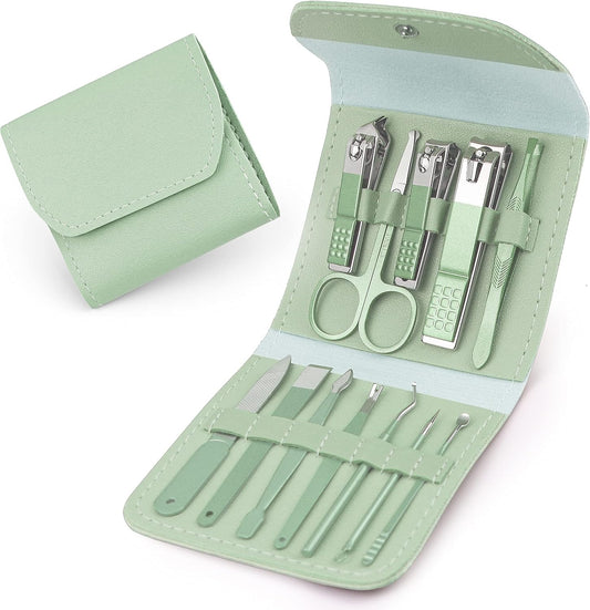 Brandomatic Manicure Kit, 16-in-1, Nail Clippers, Cuticle Scissors, Nail Files, Nail Polish Remover